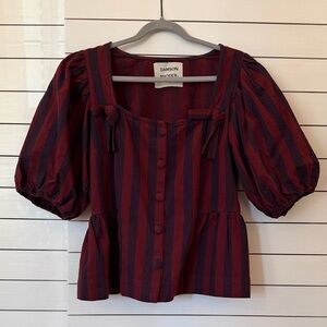 Damson Striped Puff Sleeve Blouse